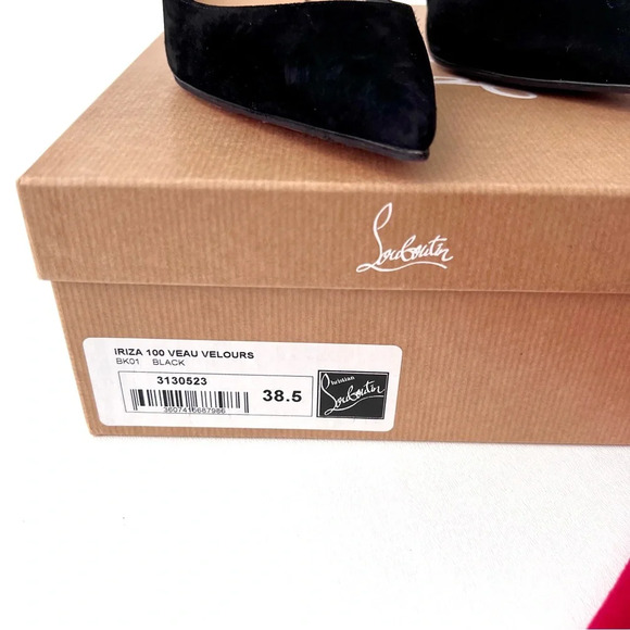 CHRISTIAN LOUBOUTIN | Iriza 100 Black Veau Velours Pointed Pump EU 38.5 US 8.5 - Picture 16 of 16